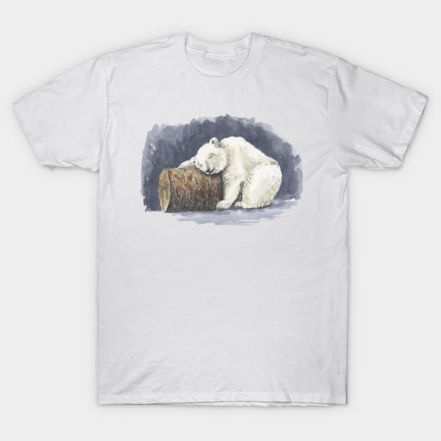 Sleeping polar bear, watercolor art T-Shirt by katerinamk